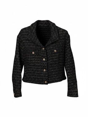Marled‎ Black Tweed Button-Front Blazer Women's Jacket Large